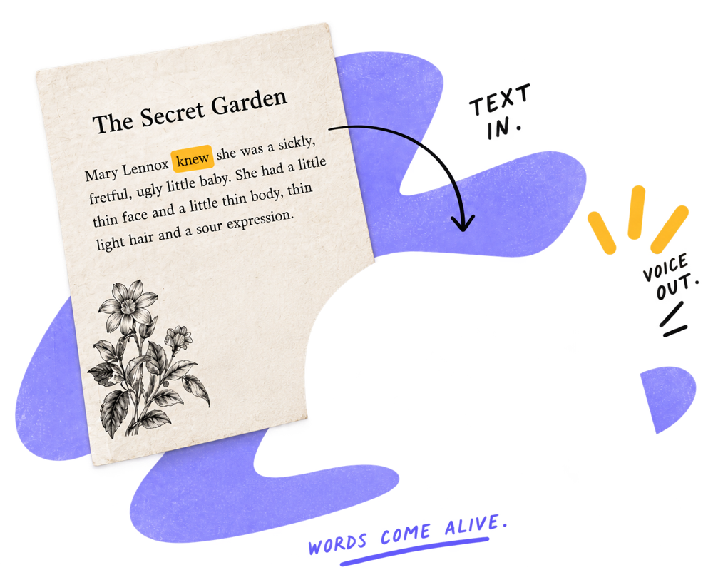 A page from The Secret Garden becoming a read-along book